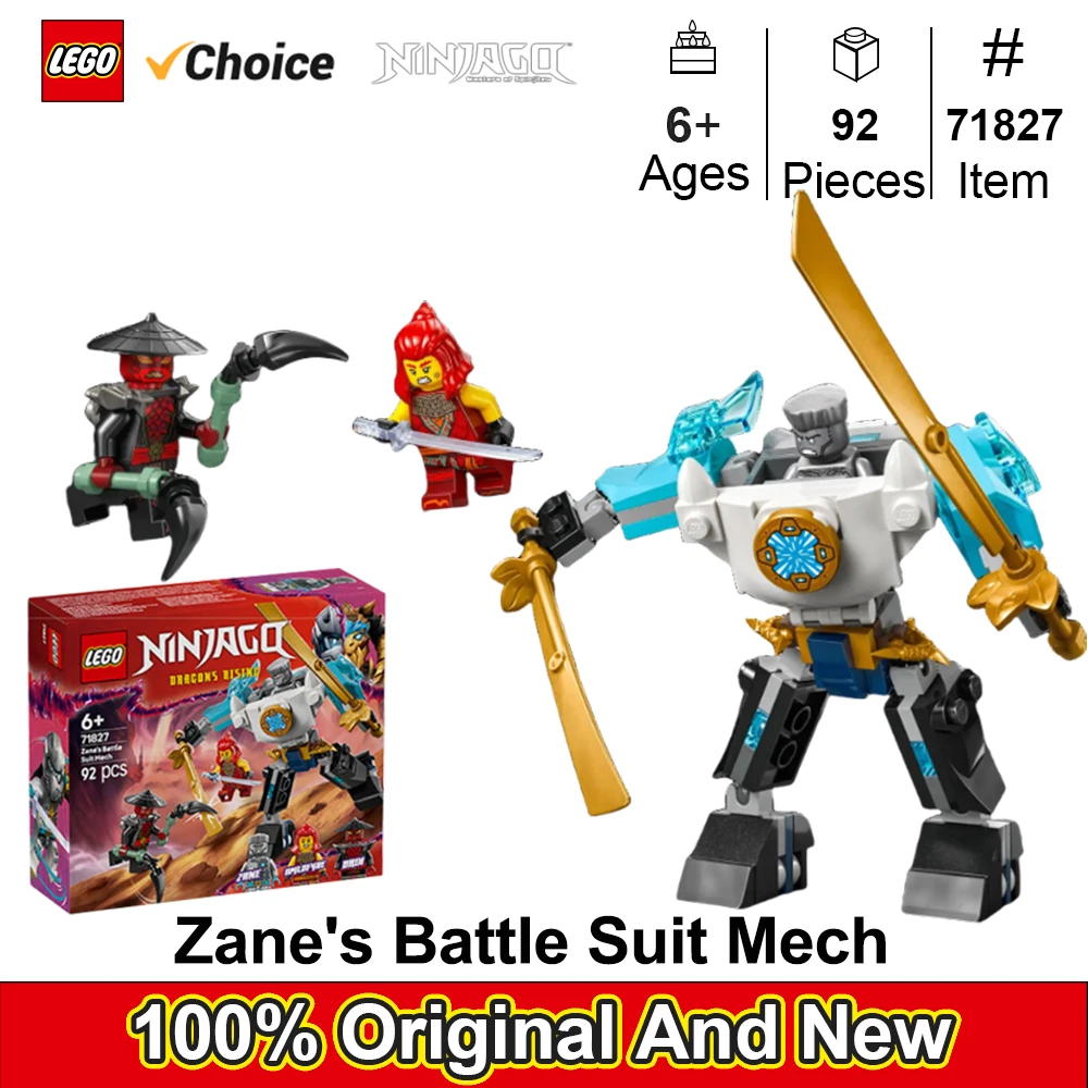 

LEGO 71827 Боевой костюм NINJAGO Zane's Mech Ninja Toy — игрушка-строительная игрушка для ролевых игр для детей, идея подарка на день рождения