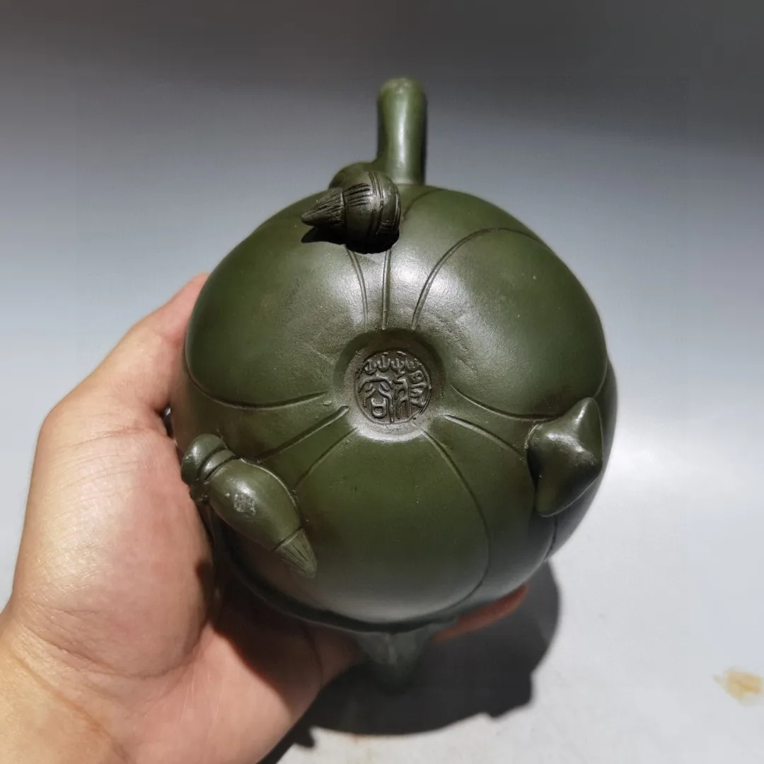 7 "الصينية ييشينغ الأرجواني الطين إبريق الشاي تمثال الضفدع غطاء جذر اللوتس وعاء اللوتس tKettle إبريق الشاي وعاء صانع الشاي جمع الثروة