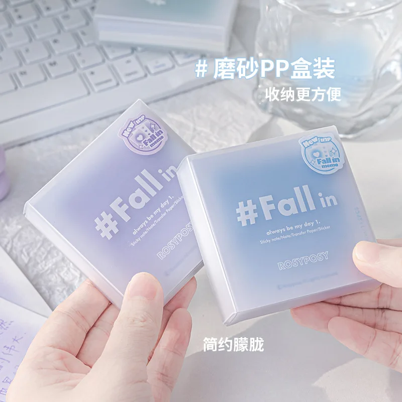 Instagram Gradient Sulfuric Acid Paper Box with 4 Multi-functional Notebooks Material Paper Office Accessories Sticky Notes