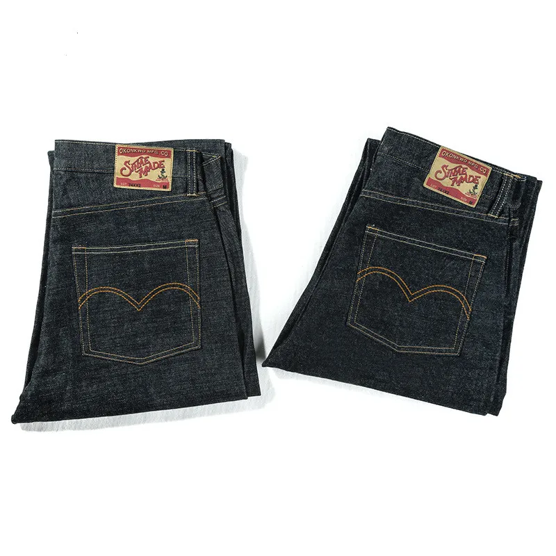 15 oz Straight Fit Selvedge Denim Jeans For Men Red Selvage Jeans Unwashed Denim Jeans Mens Motorcycle Jeans EW9903