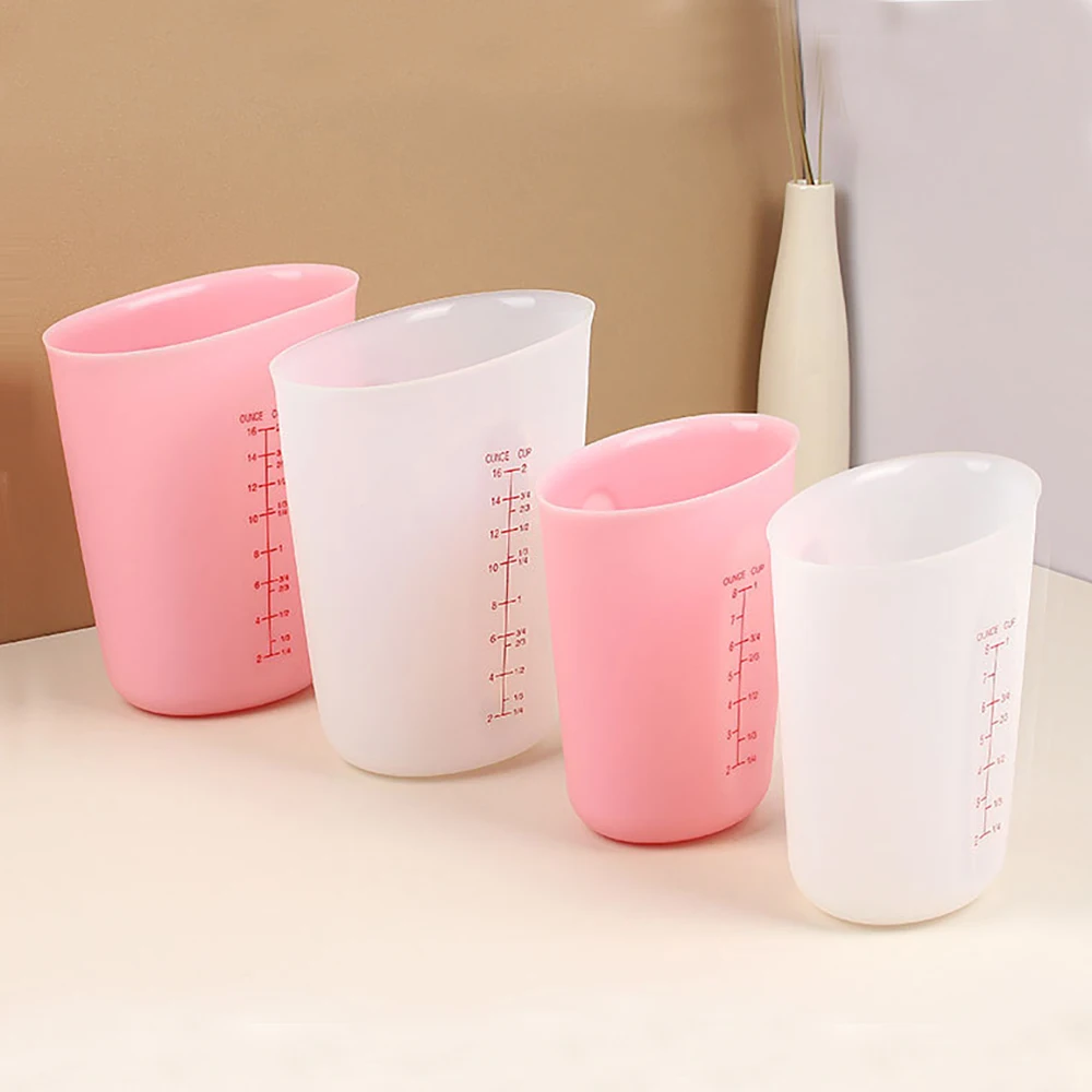 1PC Silicone Measuring Cup with Scale Transparent Measuring Cup Heat Resistant Soft Measuring Cup Baking Tool