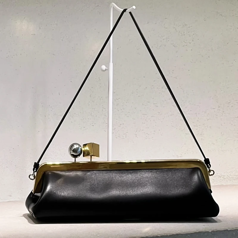 حقائب سهرة لا بوشيت صالون كلاتش للنساء، حقائب يد ومحافظ فاخرة بتصميم جديد لعام 2025، مصنوعة من مادة البولي يوريثان، بإطار معدني طويل وأشرطة سلسلة تحت الإبط، حقيبة كتف جودة عالية ًالشحن مجانا وصول الشحن السريع #1