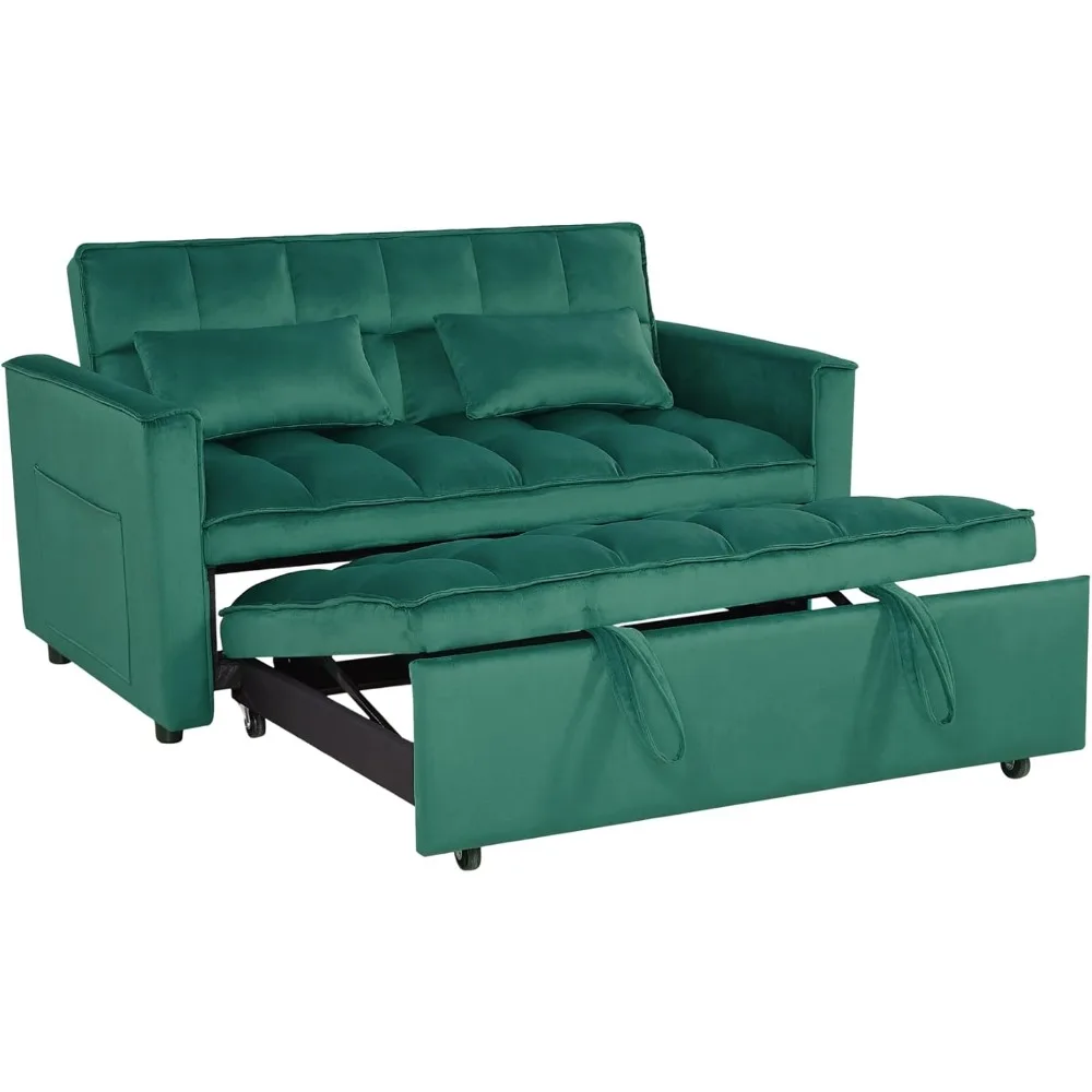 Umwandelbares Schlafsofa, 3-in-1-Schlafsofas für kleine Räume mit verstellbarer Rückenlehne und Seitentasche, Chaiselongue, Pull