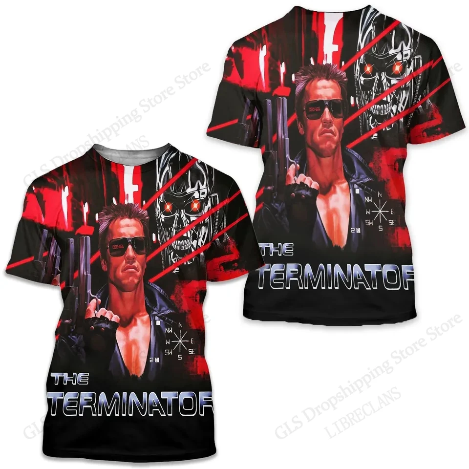 2027 New Movie Terminator 2 3d Print T-shirt Men Women Fashion Short Sleeve Street Retro Tops Tees Mens Clothing Men Tshirt Kids