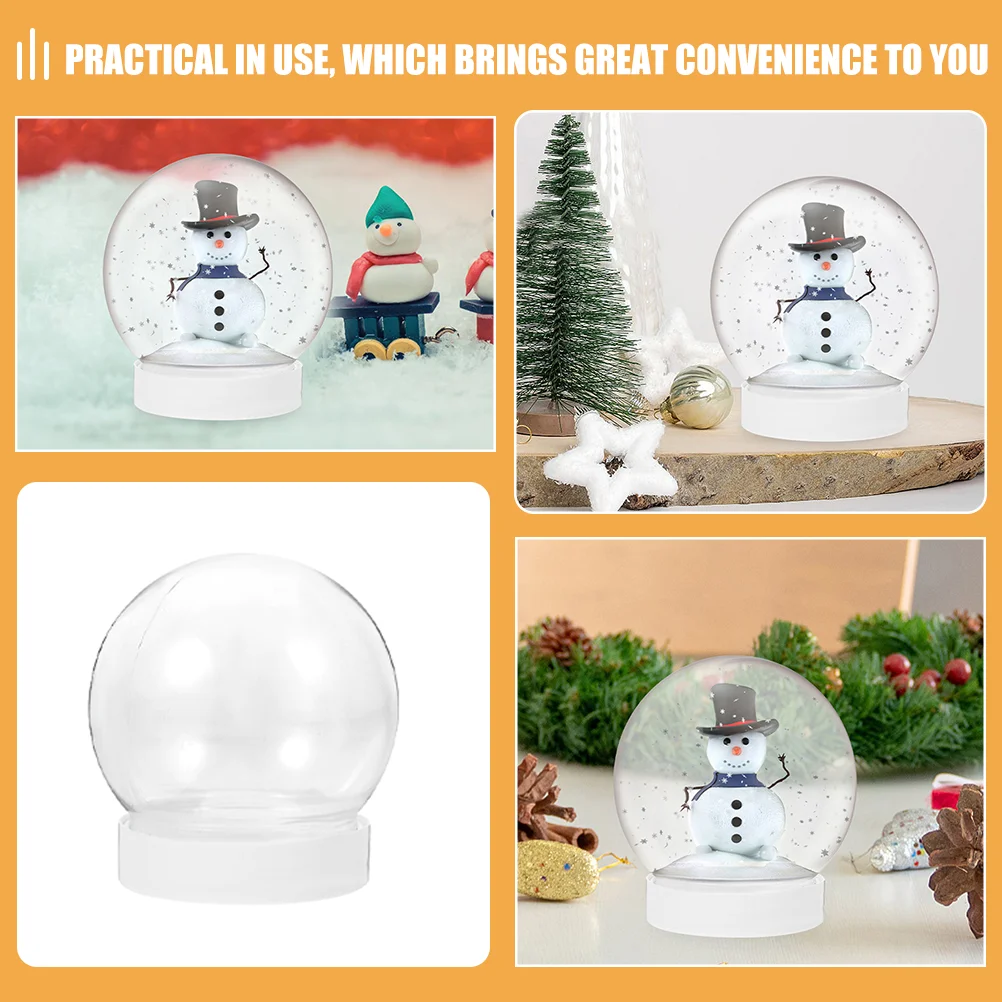 12 Pcs Snow Globe Clear Crafts Water Globes Spherical DIY Empty Plastic Making Christmas