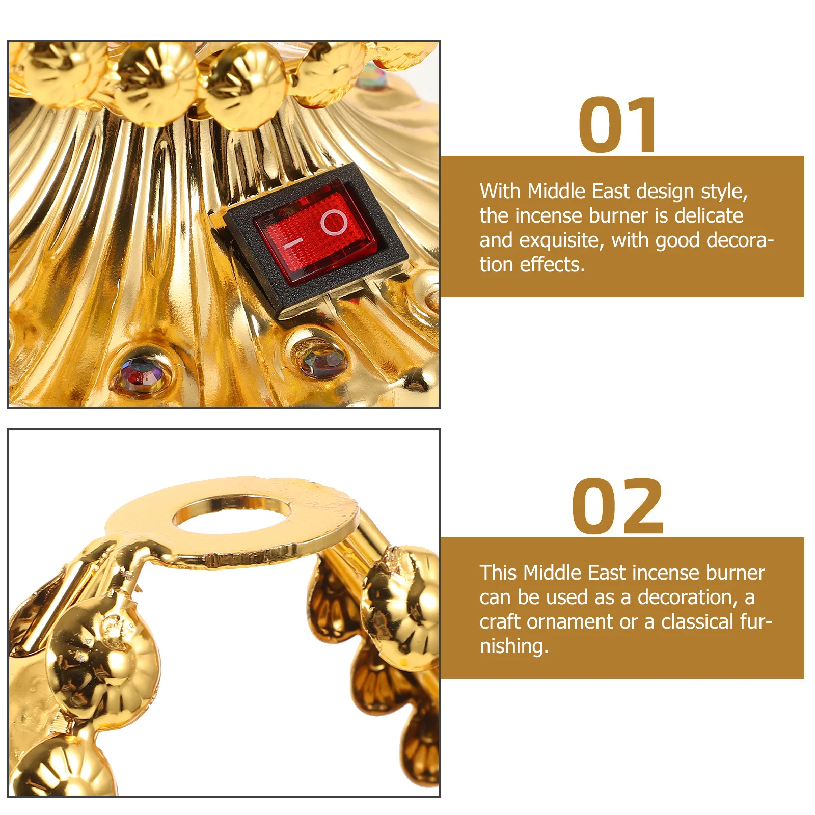 

Electric Incense Burner Metal Bakhoor Burner Middle Eastern Style Plug In Censer For Home Office Yoga Room Decor Aroma