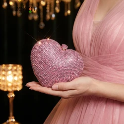 Alizekerr Heart Shaped Crystal Evening Bags Women Boutique Classy Chic Rhinestone Small Clutch Purses And Handbags Wedding Party