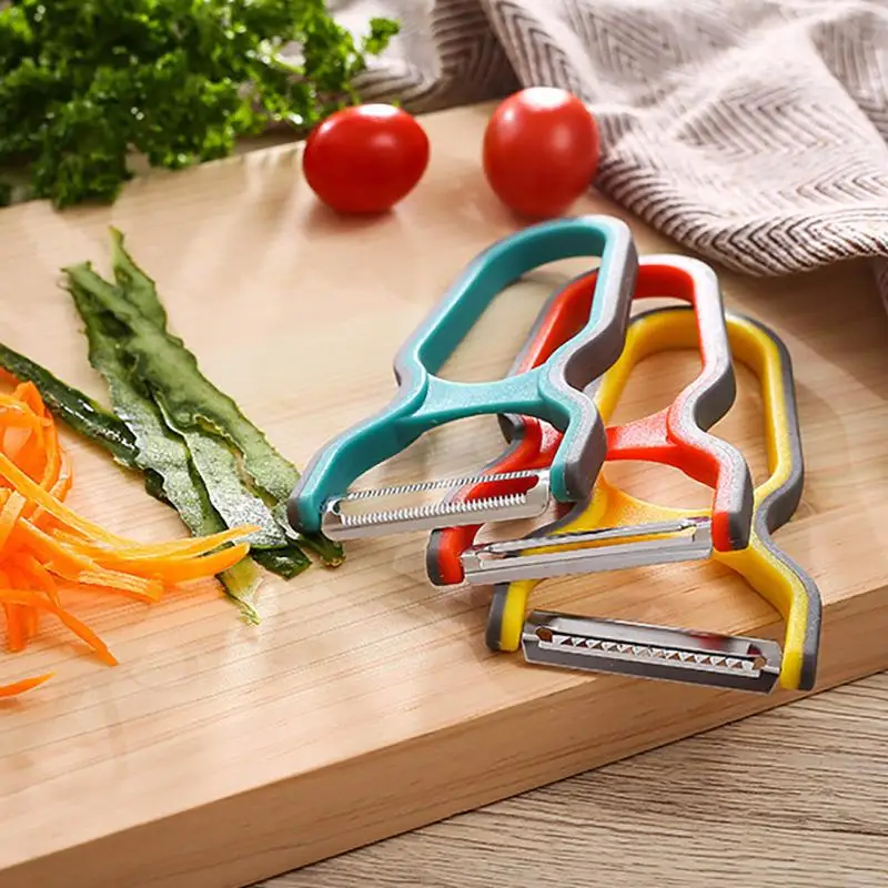 【HG】3Pcs Stainless Steel Multi-Function Potato Peeler Fruit Vegetable Chopper Mini Spud Slicer Grater Set Kitchen Tools