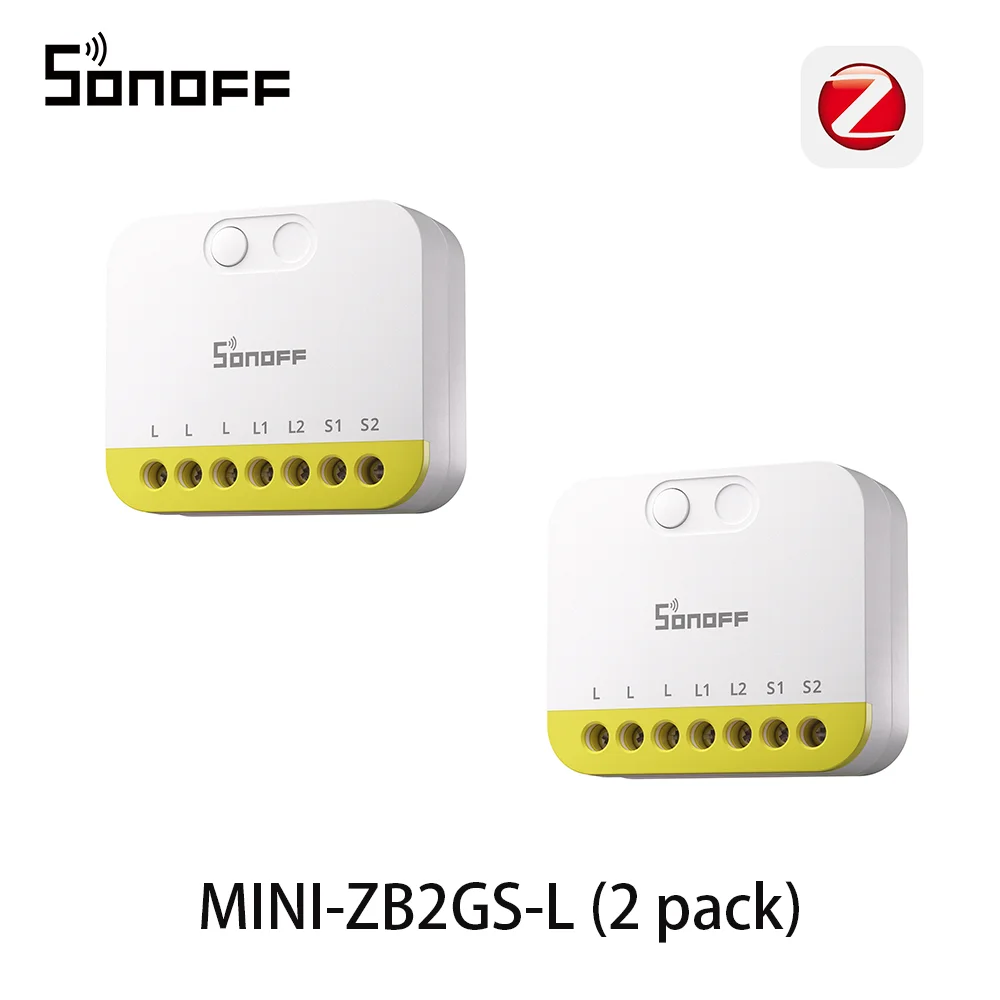 SONOFF MINI-ZB2GS-L Zigbee-protocol Geen neutraal vereist MINI DUO-L 2-voudige Zigbee Smart Switch Dual Channel-bediening met ZB-hubs