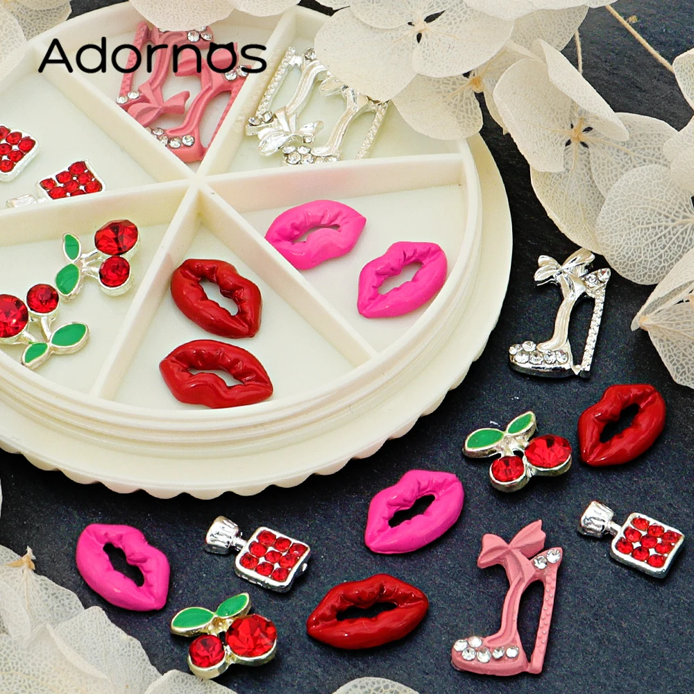 Valentines Sexy Red Lips Charms Accessories Lovely Cherry Metal Ornaments DIY Bracelet Necklace Earrings Alloy Pendants jewelery