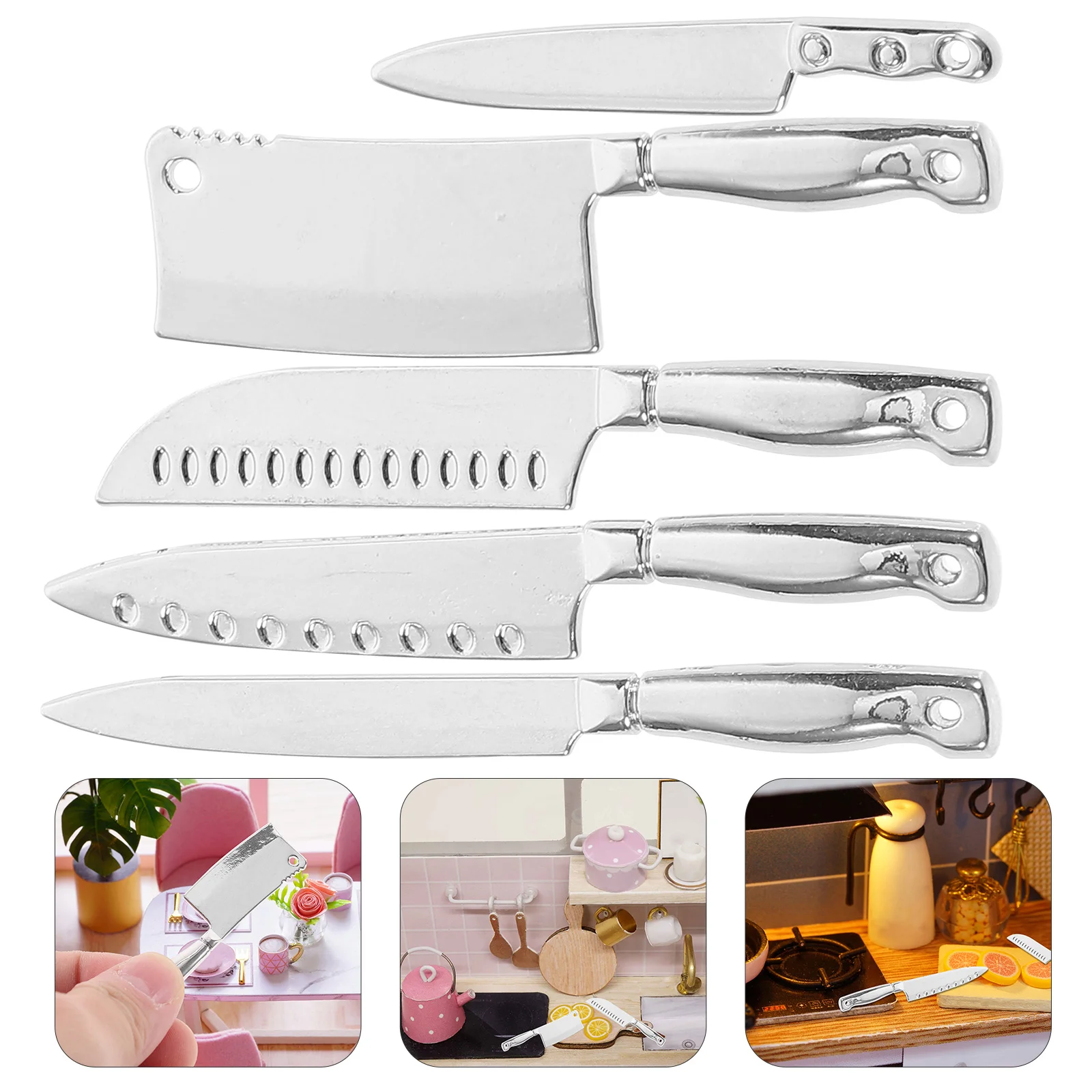 5 Pcs Mini Kitchen Tableware Knife Combination Model Accessories Childrens Toys Dollhouse Miniatures