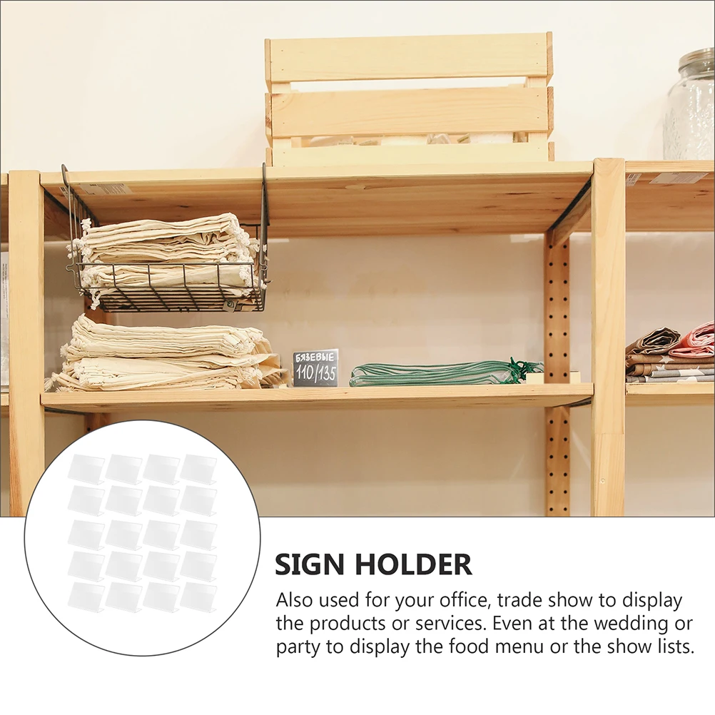 

10pcs Acrylic L-Shape Sign Holder Clear Label Stand For Price Tags L Shape Display Stand Sturdy Transparent Card Holder For