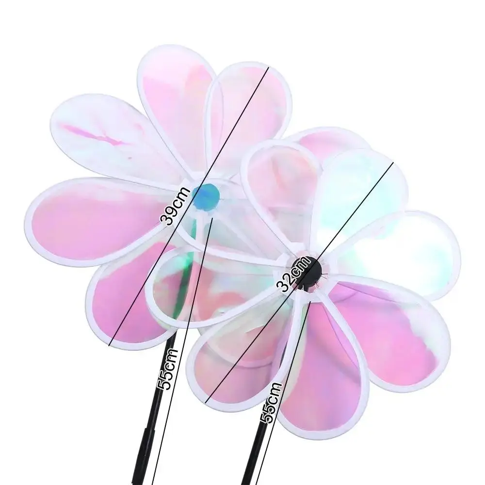 1Pcs Grounding Mounted Eight-leaf Windmill Colorful Bird Repelling Reflective Changing Windmill Cute Wind Spinner For Outdoor - view 5