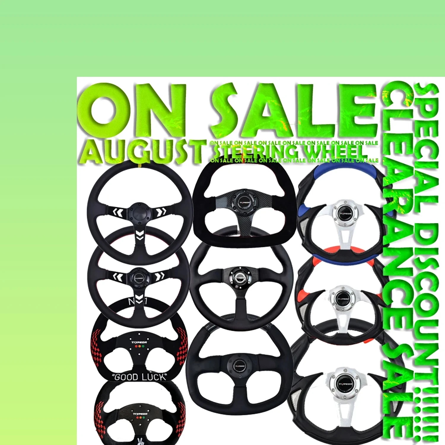 

ON SALE TIYPEOR High Quality Wheel Leather Material 330mm Steering Wheel With 30mm Deep