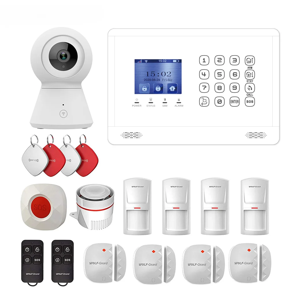 For Wolf guard Tuya WiFi+4G Smart Anti-theft Alarm Controller 433MHz motion detector Wireless Home Security System