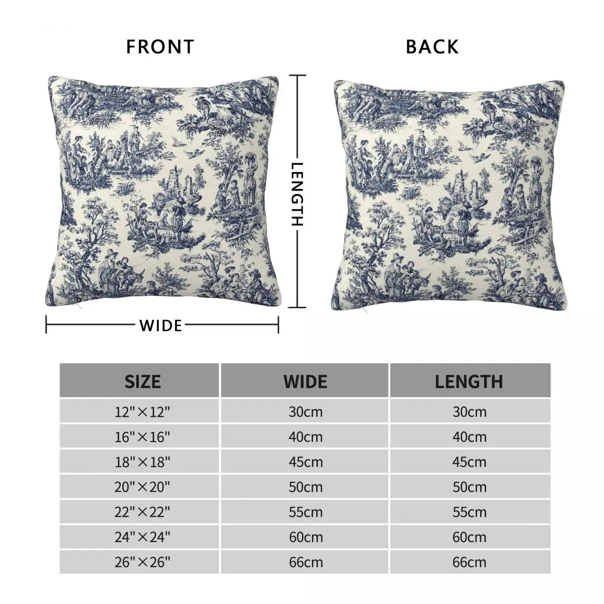 Nomades Artsy Toile Navy White Square Pillowcase Polyester Linen Velvet Creative Zip Decor Sofa Cushion Case