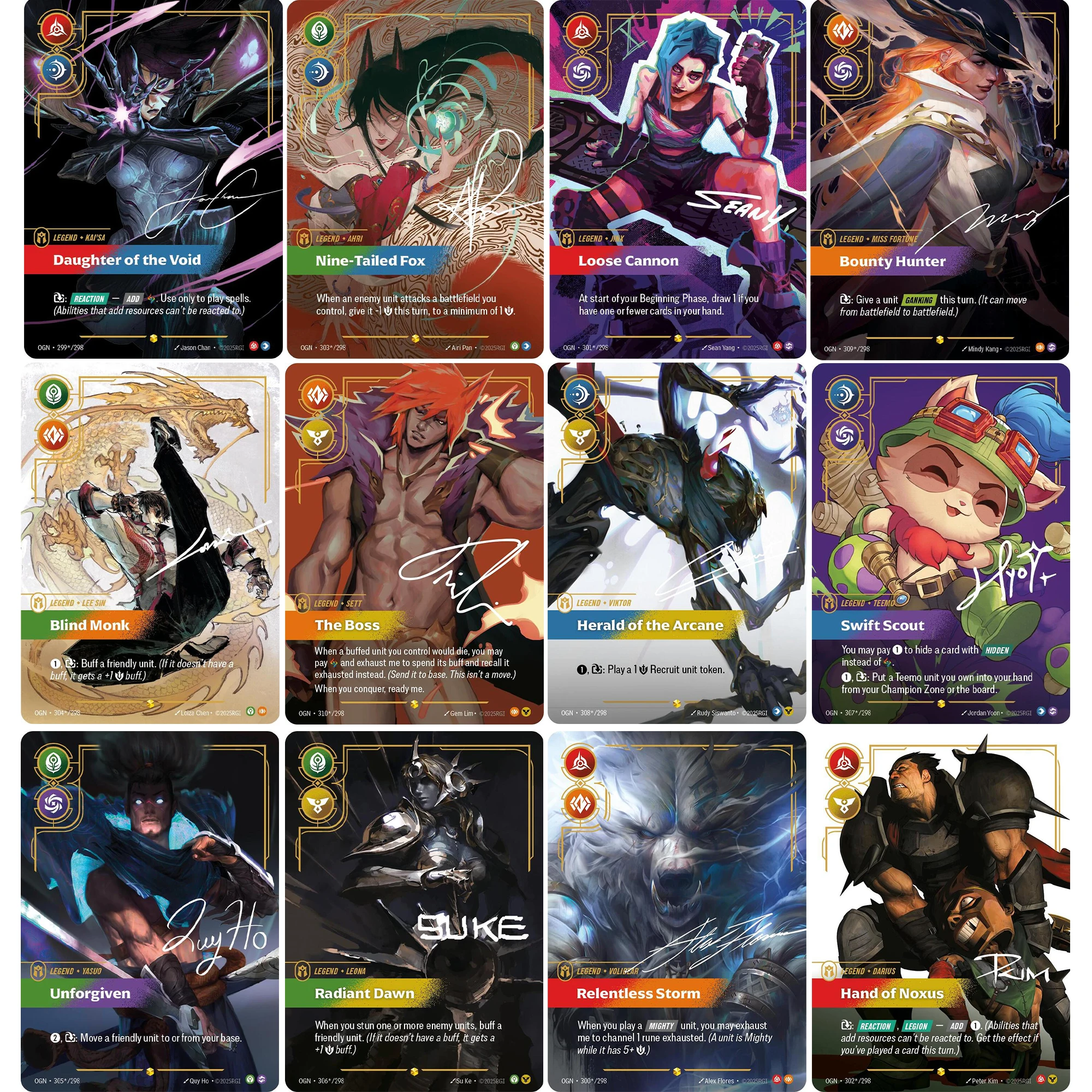 Set de Cartas Coleccionables de League of Legends: Origins Signature, Ahri, Kai'Sa, Teemo, Riftbound, Cartas Proxy de Alta Calidad