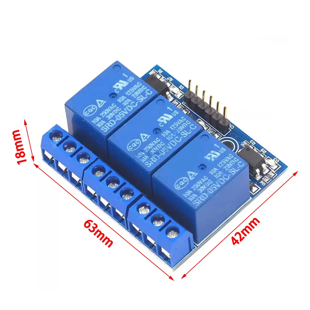 2Pcs 3-Channel AC 0-250V/DC 0-30V Relay Module With Optocoupler For Arduino Versatile Control Relay Module