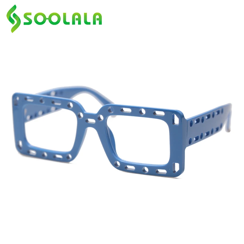 

SOOLALA Rectangle Hollow Reading Glasses Blue Light Blocking Women Men Frame Reader Farsight Female Grade Presbyopic Eyeglasses