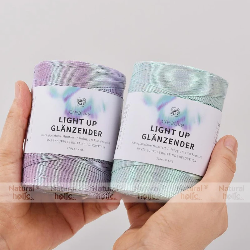 1mm Hook Bag Iridescence Thread, 450m HOLOGRAM Rope, Colorful Knitting Blanket Hat Shoe DIY Thread, Party Decoration Rope