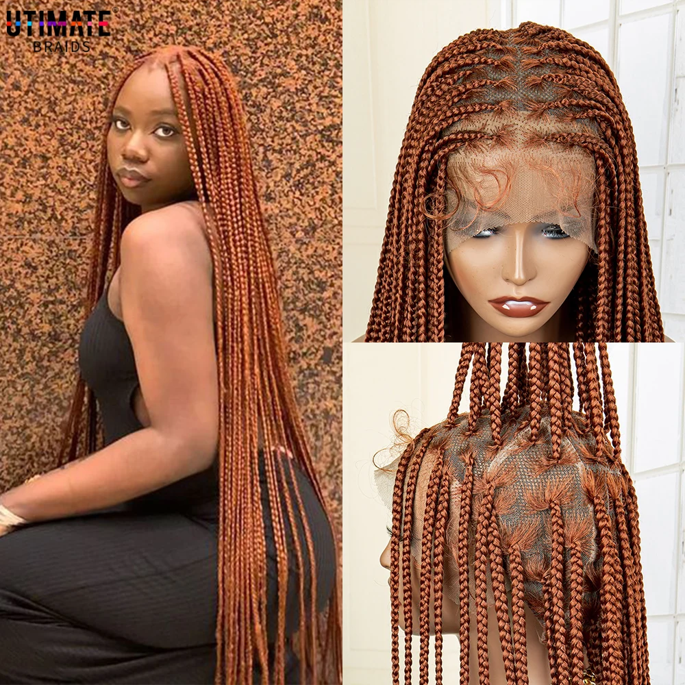 

350# Blonde Transparent HD Full Lace Braided Wigs for Black Women Crochet Braiding Knotless Box Cornrow Synthetic Braids Wigs