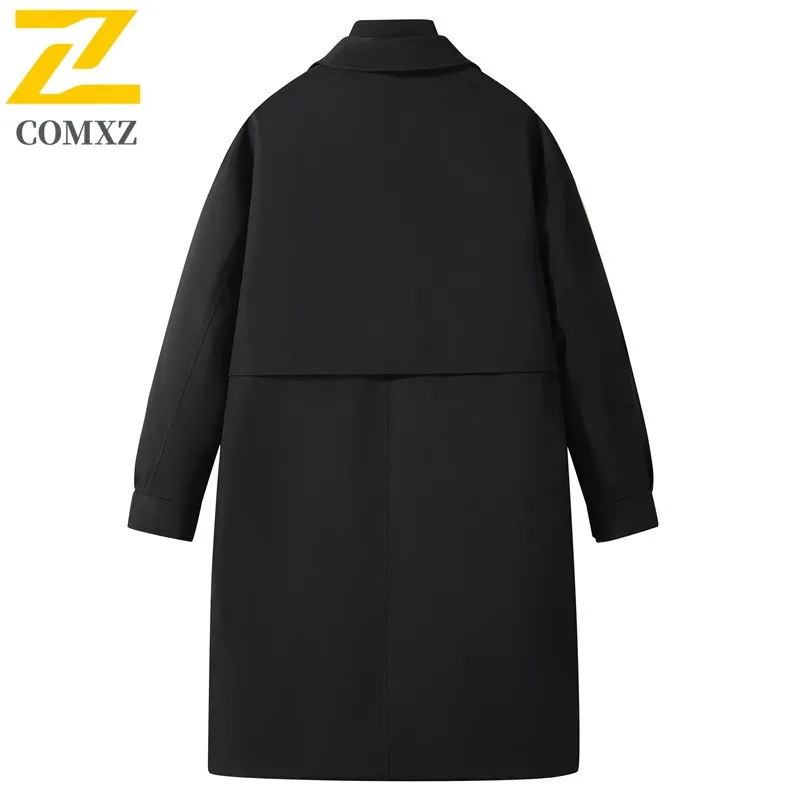 Men's Warm Tactics Jacket Winter Fashionable High Quality Thick Fleece Warm Fur Collar Parka Casual Mid-length Cold-proof Coat