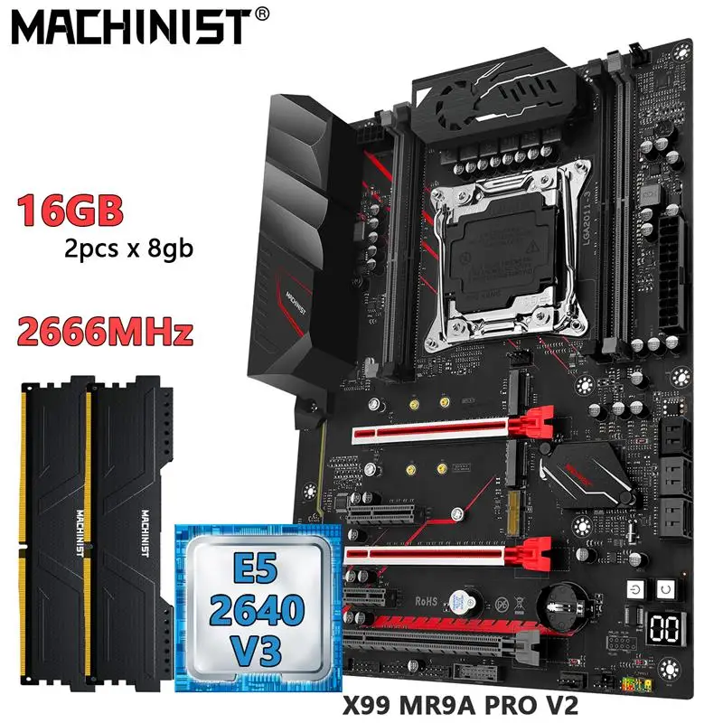 

New Machinist X99 Motherboard combo with Intel Xeon E5 2640 V3 CPU and DDR4 16GB RAM Memory ATX X99 MR9A Pro V2 LGA 2011-3 Set