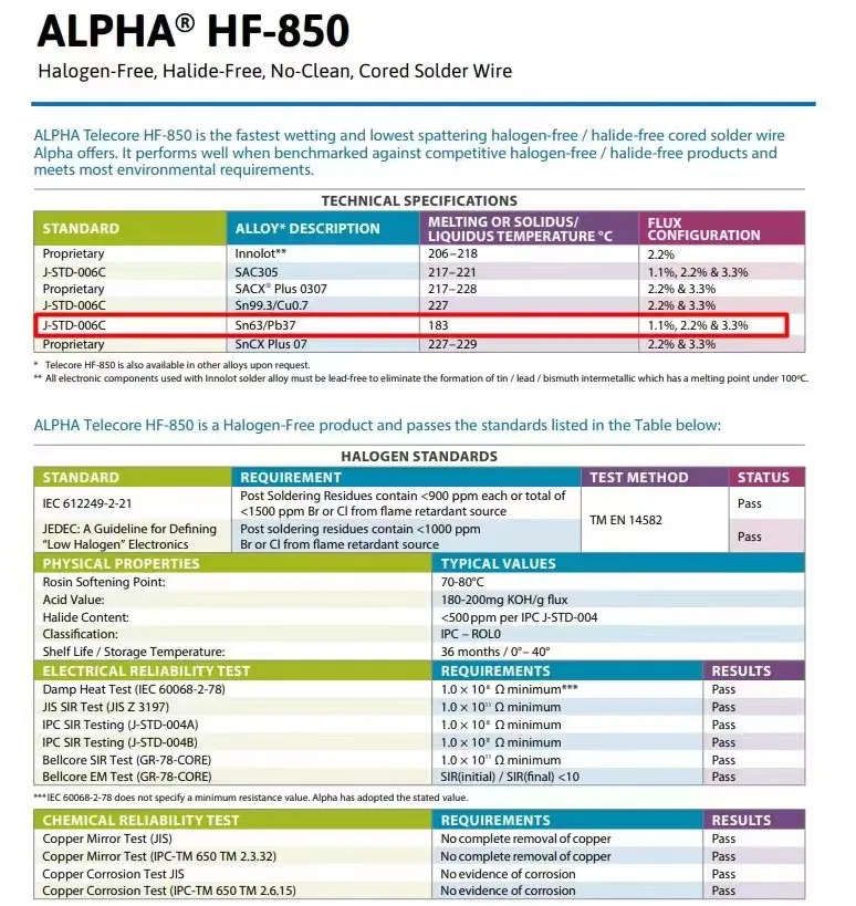 1KG Alpha HF-850 cyna ołów cyna do lutowania stopić rdzeń żywiczny lutowane drut lutowniczy rolki dla majsterkowiczów bezhalogenowe bezrdzeniowe