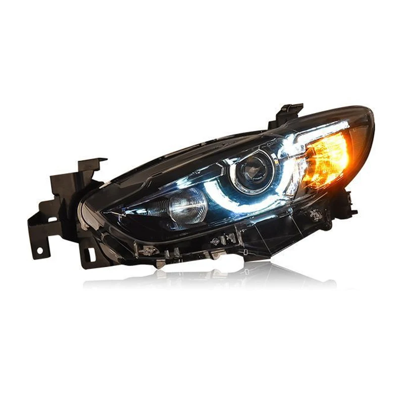 نمط السيارة لمازدا 6 Atenza Mazda6 2014-2019 الجبهة مصباح DRL العلوي بدوره إشارة تسليط الضوء على كامل LED لمبات العارض عدسة السيارات