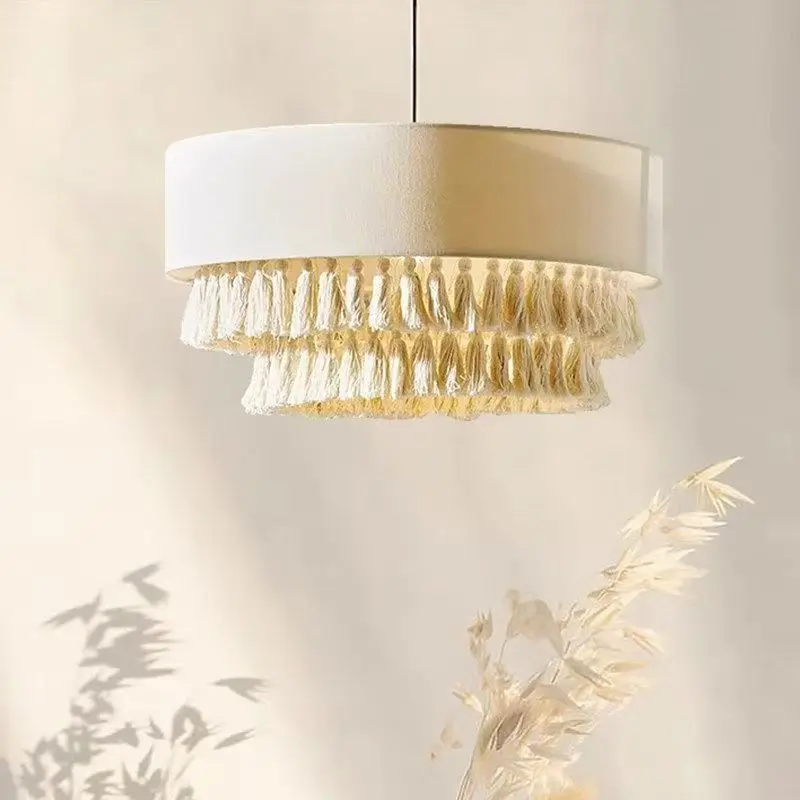 Bohemian Rope Cream Tassel Pendant Light Living Room Bedroom Master Light Dining Room Atmosphere Model Room Lighting Fixture