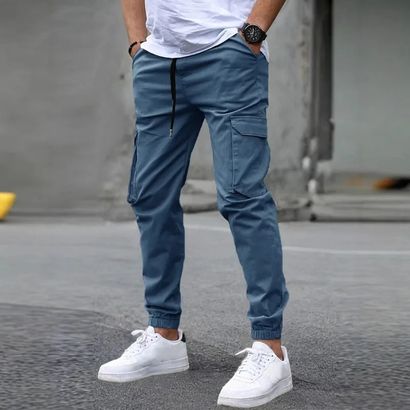 

Mens Casual Slim Fit Youth Popular Solid Color Overalls Sports Shock Pants