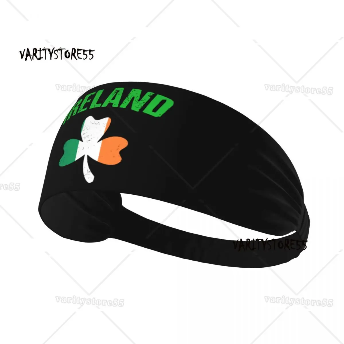 

Custom St Patricks Day Ireland Flag Shamrock Symbol Sweatband Men Women Moisture Wicking Gym Headband for Running