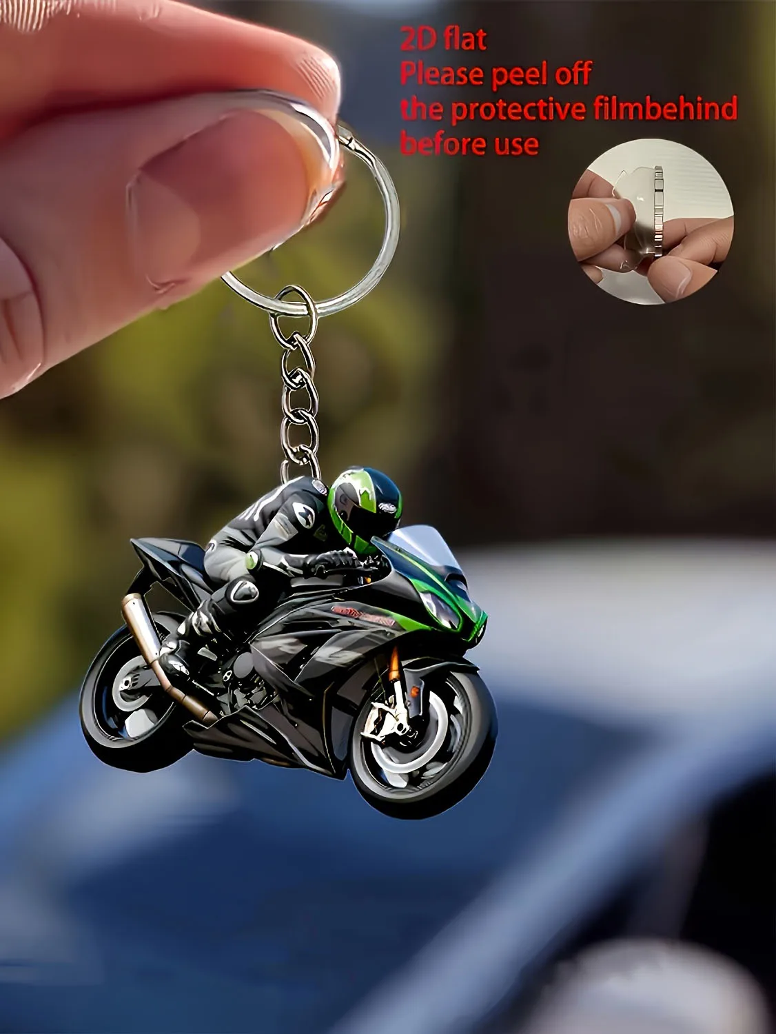 Motorcycle Rider 2D Flat Acrylic Keychain