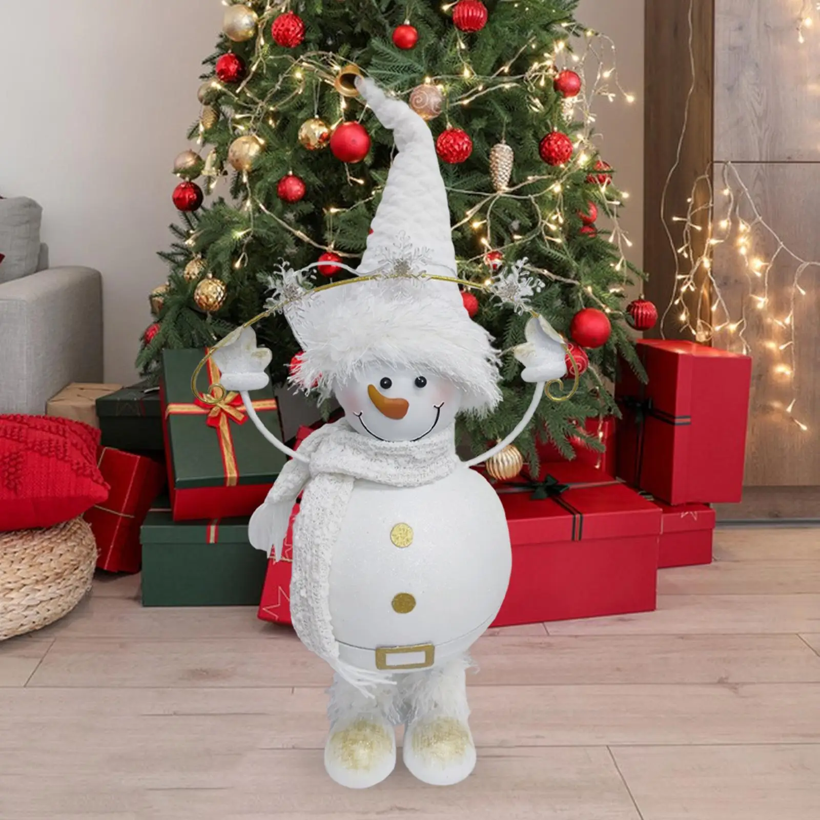 

Christmas Snowman Statue Eve Gift Wear Resistant Swinging Snowman Figurine for Patio Farmhouse Indoor Bedroom Living Room