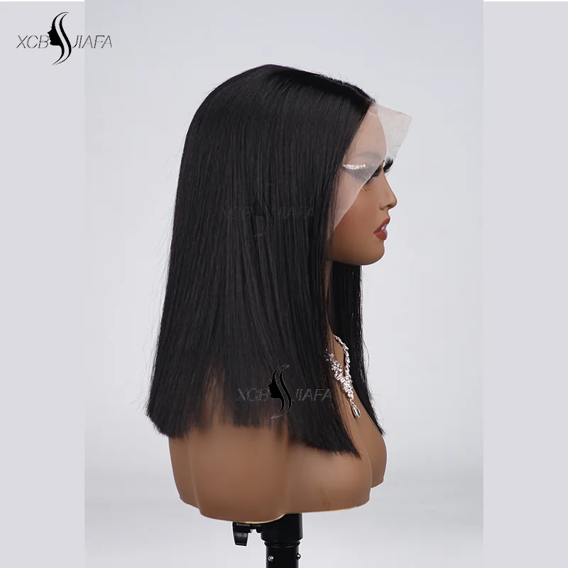 13x4 Natural negro Bob corto recto 13x4 HD pelucas de encaje transparente Pre desplumado peluca de cabello humano con frente de encaje peluca de cabello brasileño