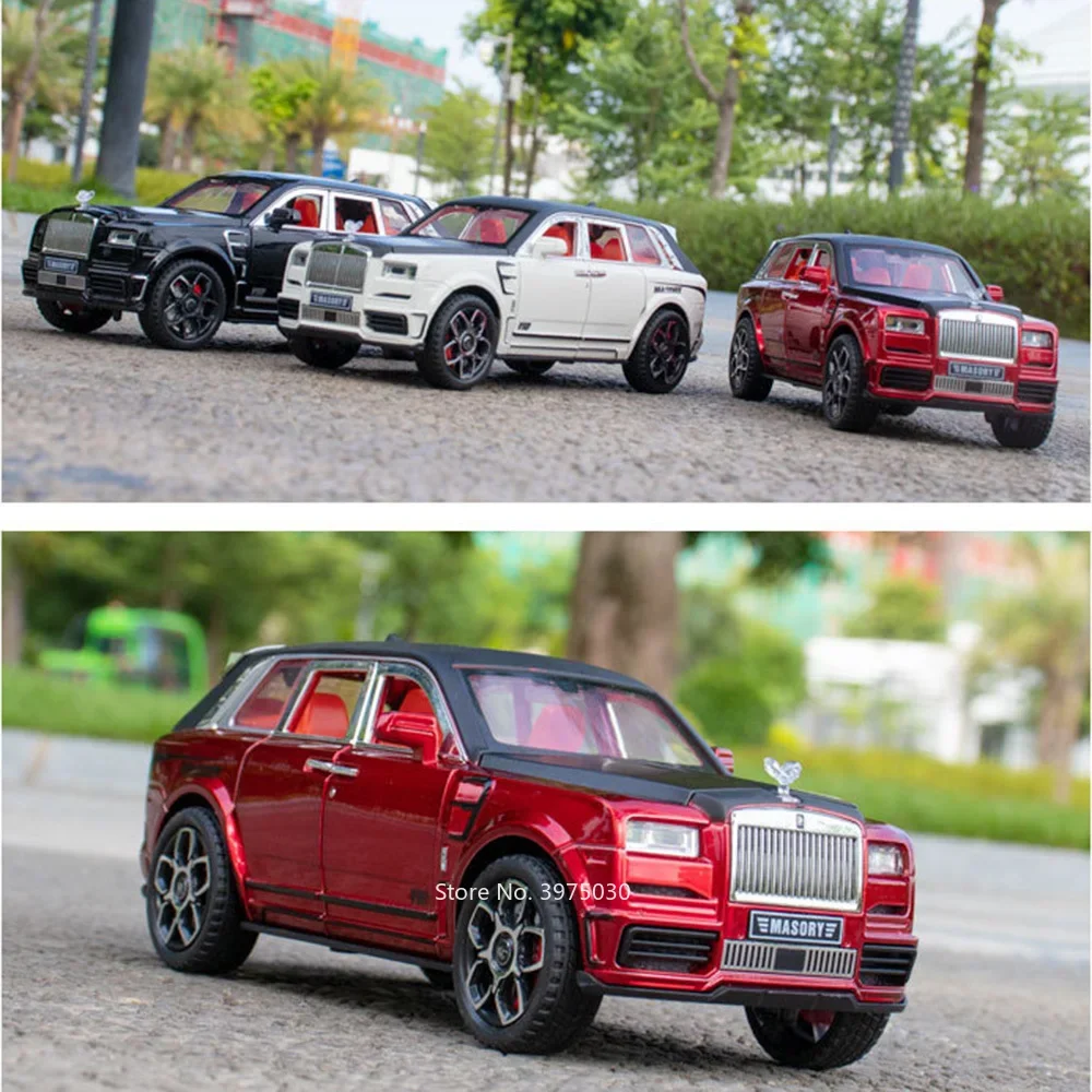 1/24 ล้อแม็กDiecast Rolls Royce Cullinan Mansoryของเล่นรุ่นรถยนต์แสงเพลงรถ 6 ประตูเปิดรถสําหรับคอลเลกชันเด็ก