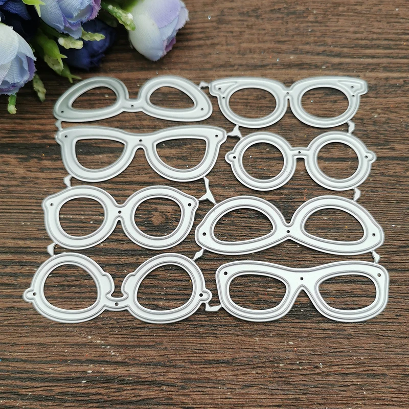 AOKEDIY 8 Pcs glasses Metal Cutting Dies Stencils For DIY Scrapbooking Decorative Embossing Handcraft Template