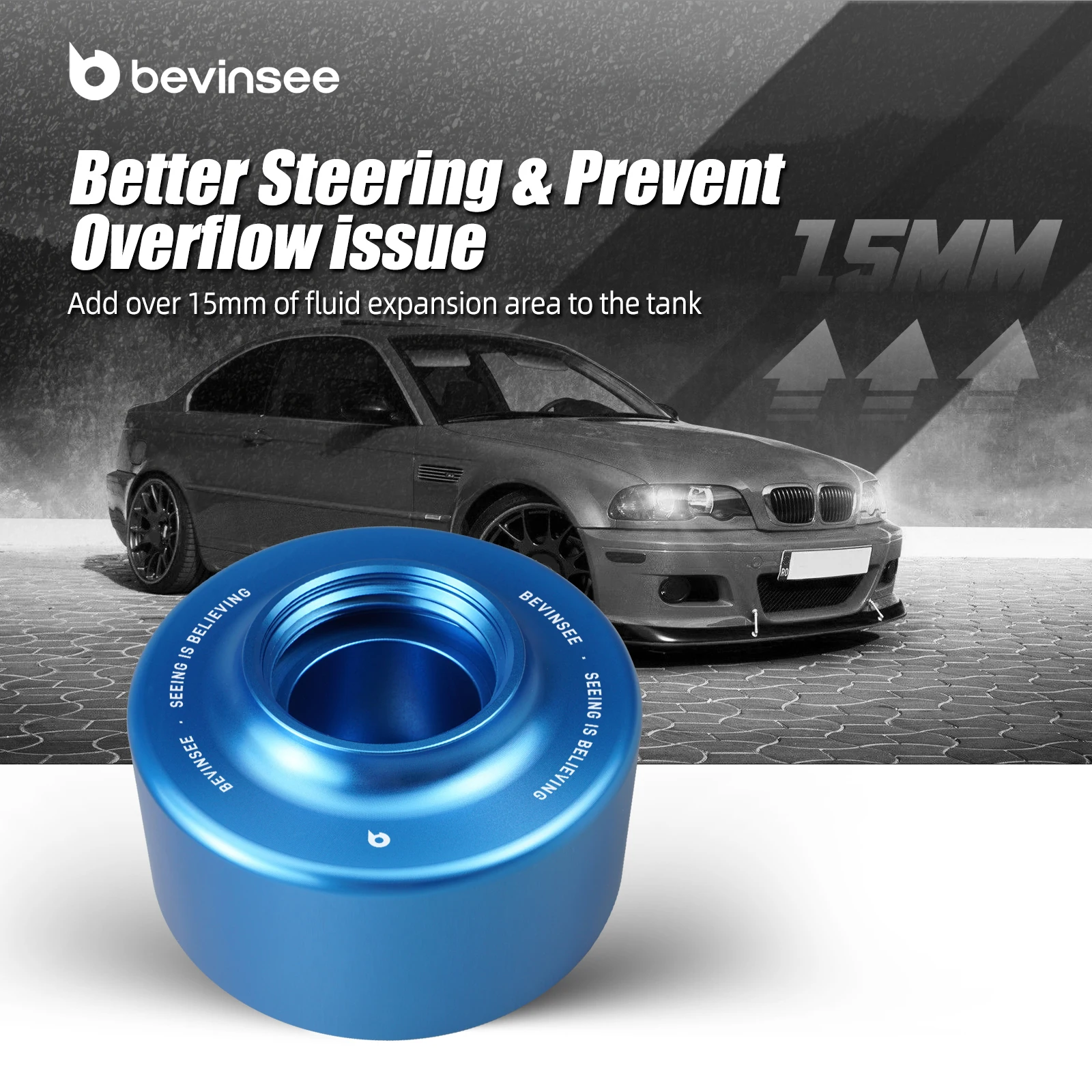 مجموعة خزان توجيه كهربائي من الألومنيوم من BEVINSEE لـ MINI R50 R52 R53، لسيارات BMW E34 E39 E60 E61 E87 E82 E36، استبدل 32 41 6 851 218 #5