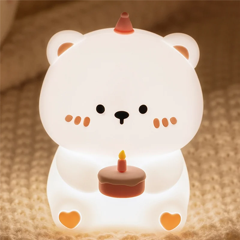 

1 Piece Bear Lights For Bedroom, White About 9.2X10.4X12cm Gifts For The Rechargeable Touch Lamp Is 3 Levels Brightness