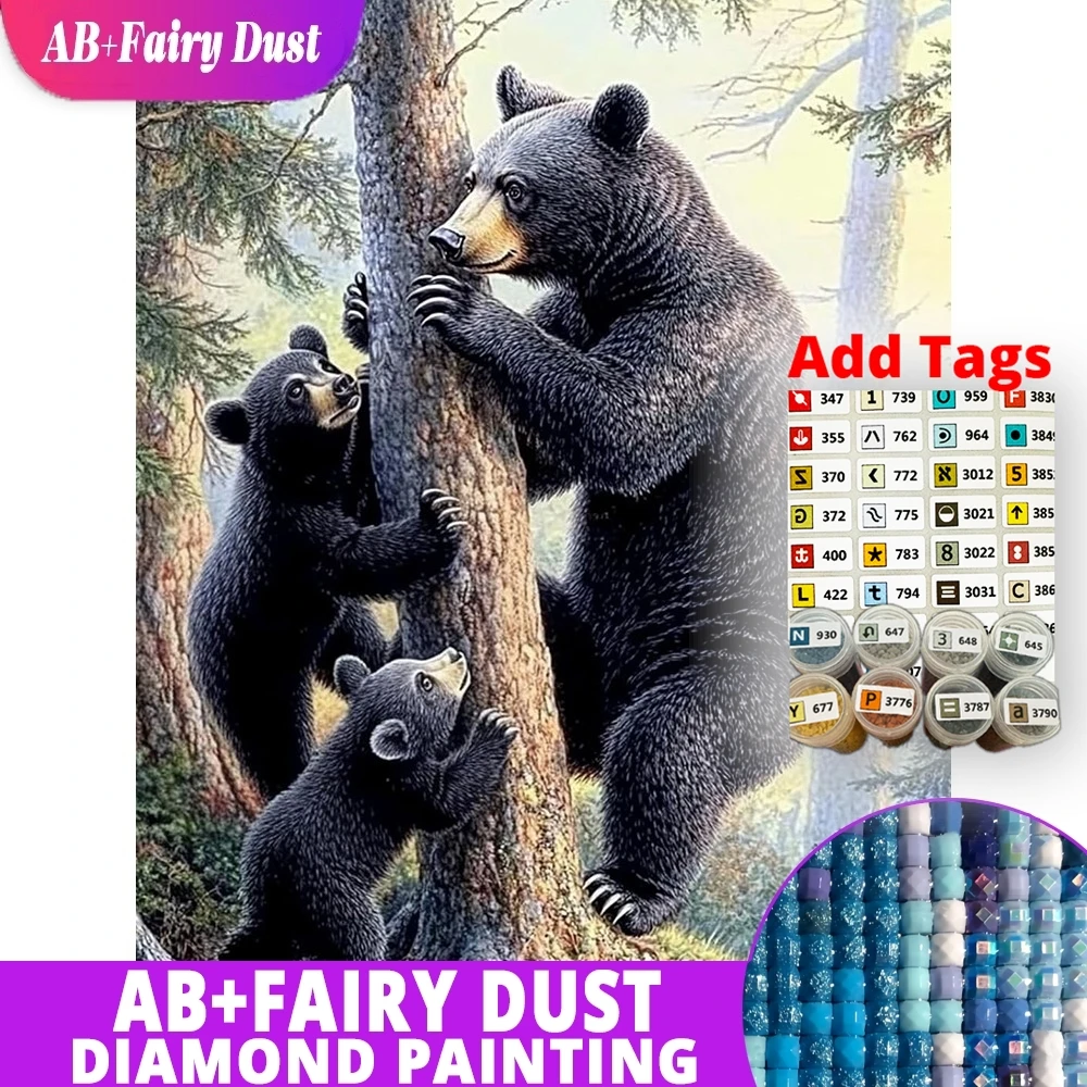 

Набор для алмазной вышивки AB Fairy Dust DMC: стикеры, мозаика из квадратных и круглых страз, акриловые принадлежности для рукоделия, вышивка, пейзаж с медведем