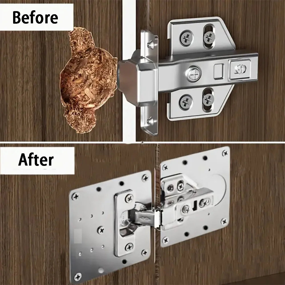 4/10PCS Stainless Steel Cabinet Concealed Hinges with Screws Hinges Damper Buffer Soft Close Quiet Wardrobe Door view 2