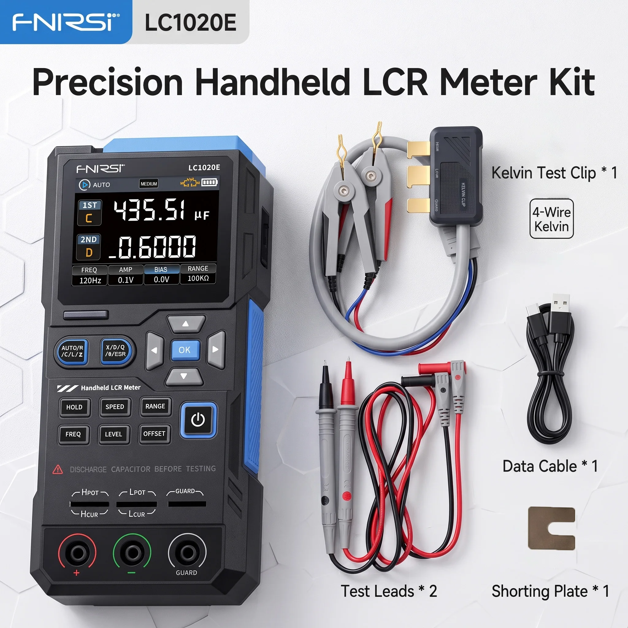 FNIRSI LC1020E Testeur LCR portable, Testeur ESR, Multimètre LCR, Résistance, Inductance, Condensateur, Détection automatique, Calibration, 19999 Comptes