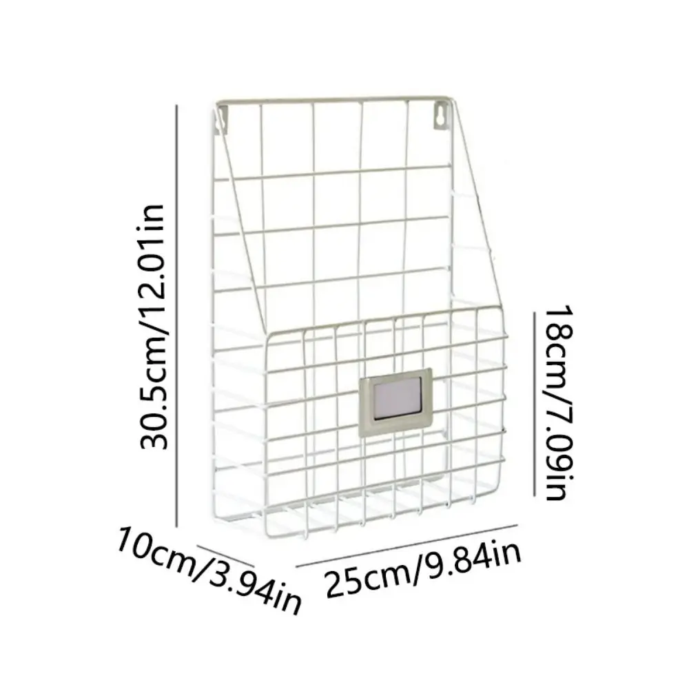 Useful Wall Mounted Magazine File Holder Easy To Install Metal Mesh Wire Basket Lightweight Label Plate Mail Organizer Door