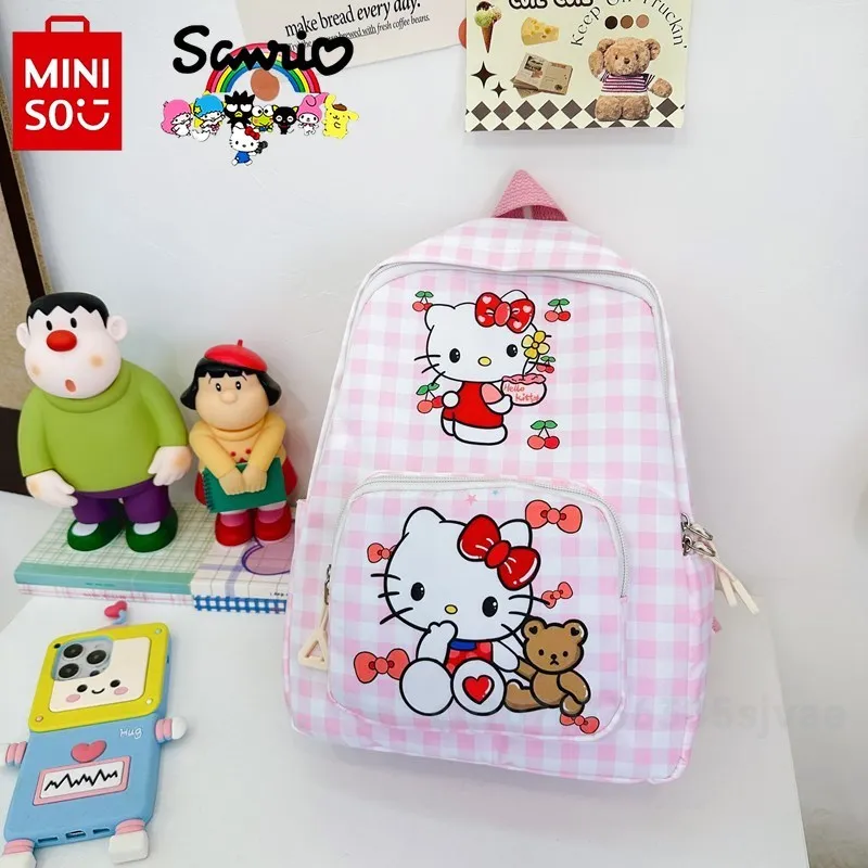 MINISO 2024 новый детский рюкзак Модный высококачественный рюкзак для девочек мультипликационный Универсальный вместительный студенческий рюкзак