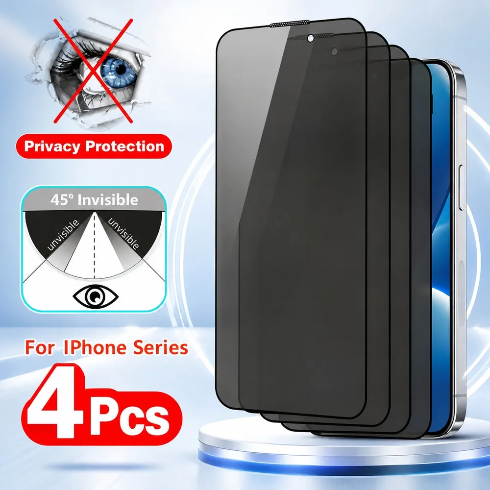 4 Stück Privatsphäre-Schutzglas für iPhone 11 12 12 mini 13 14 Anti-Spy Displayschutz für iPhone 11 Pro 12 Pro 13 Pro 14 Pro