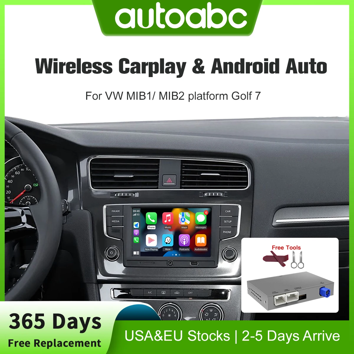 2025 nueva caja de módulo inalámbrico Carplay Android Auto para VW Golf mk7 Polo,Passat B8,Skoda Octavia A5 2014-2019 Mirror Link MIB MIB2