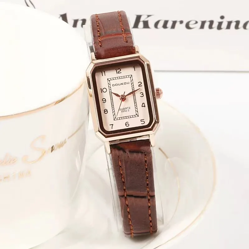 The Square Minimalist Women Ultra Thin Small Dial Watches Leather Band Antique Quartz Watch Relogio Feminina Dropshipping