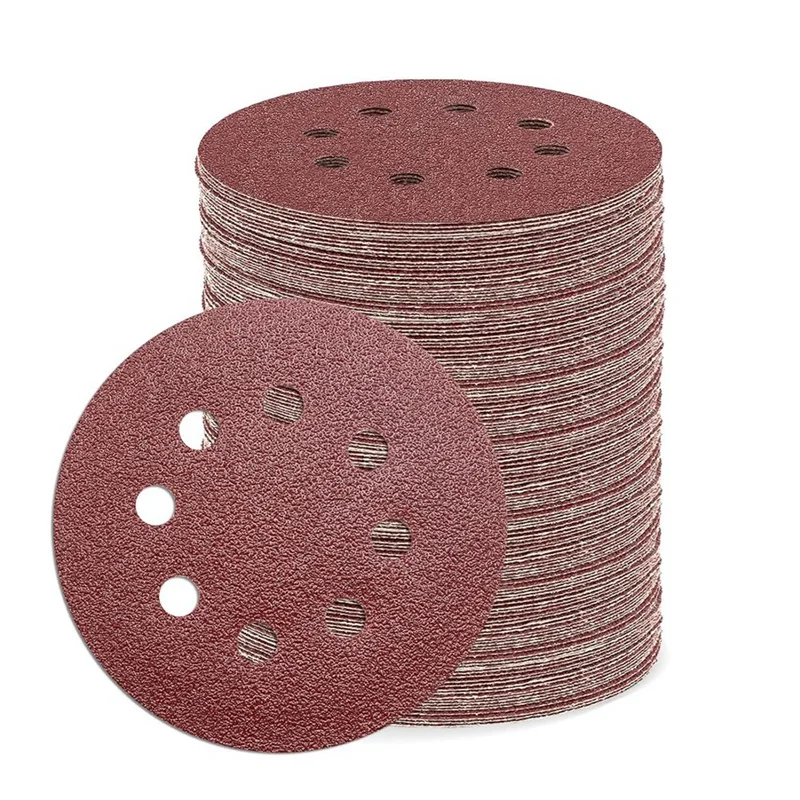 

110Pcs 5Inch Sanding Disc 40 Grit 8 Hole Hook And Loop Sandpaper Round Sanding Pads Random Orbital Sander Paper