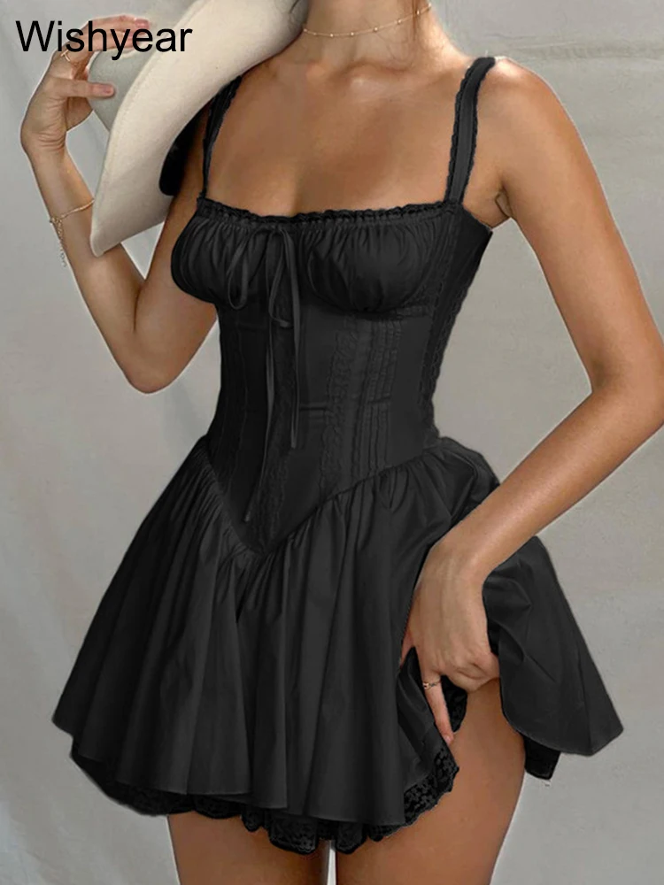 Wishyear Kant Patchwork Strandvakantie Rode Korte Jurk Vrouwen Sexy Spaghetti Grote Schommel Backless Bandage Party Club Kleding