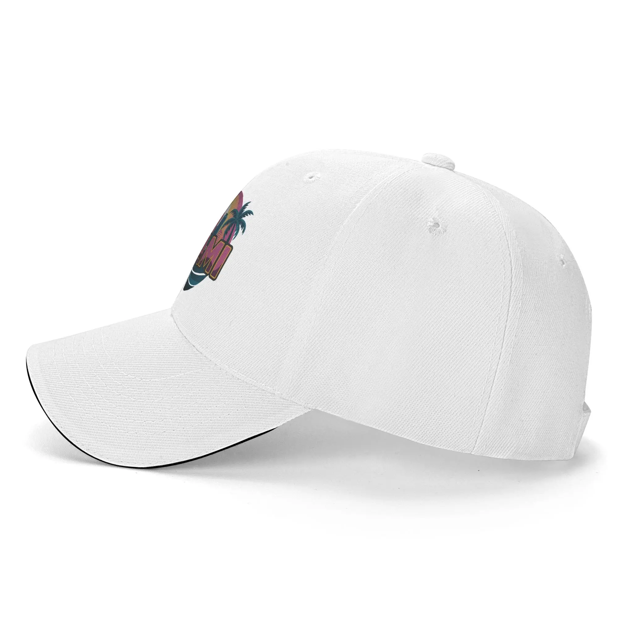 Unisex Miami Florida United States Sandwich Hat  , Hip-Hop Baseball Cap Polyester  Sun Hats Breathable Trucker Cap Spring